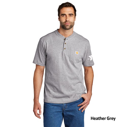 Adult Carhartt ® Short Sleeve Henley T-Shirt - Screen Printed w/ Y Logo on Sleeve