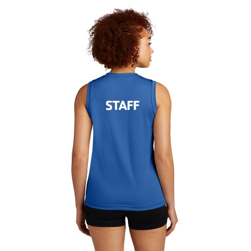 Ladies Sleeveless Competitor™ V-Neck Tee - Screen Print (Left Chest Y Logo w/ STAFF Back)