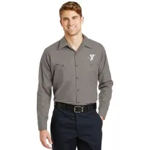 Mens Red Kap® Long Sleeve Industrial Work Shirt- Embroidered w/ Y Logo