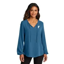 Ladies Textured Crepe Blouse - Embroidered